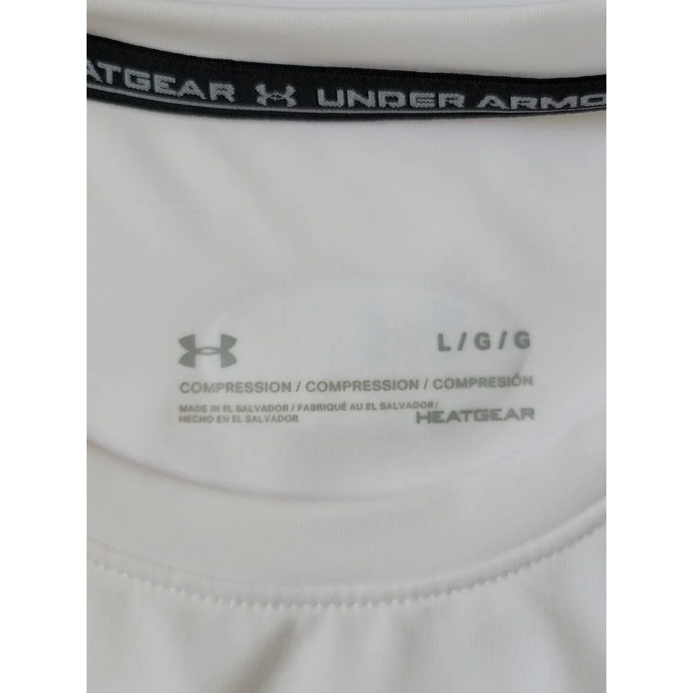 Under‎ Armour Heatgear Men Jock White Sleeveless Compression Shirt Large